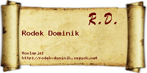 Rodek Dominik névjegykártya